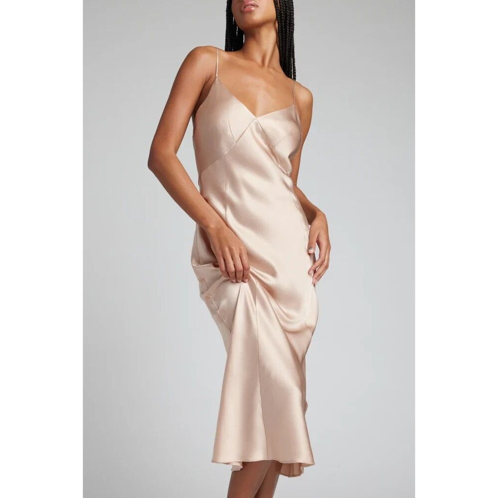 Negative Underwear Eclipse Silk Slip Dress Small Fizz MSRP $198